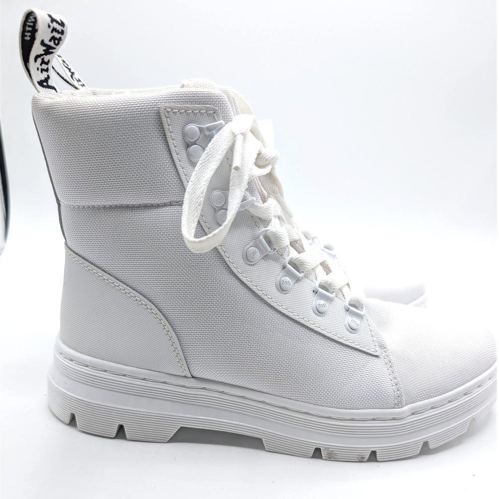 Dr. Martens Combs W White Canvas Utility Lace Up Boots Womens Size 10 US L